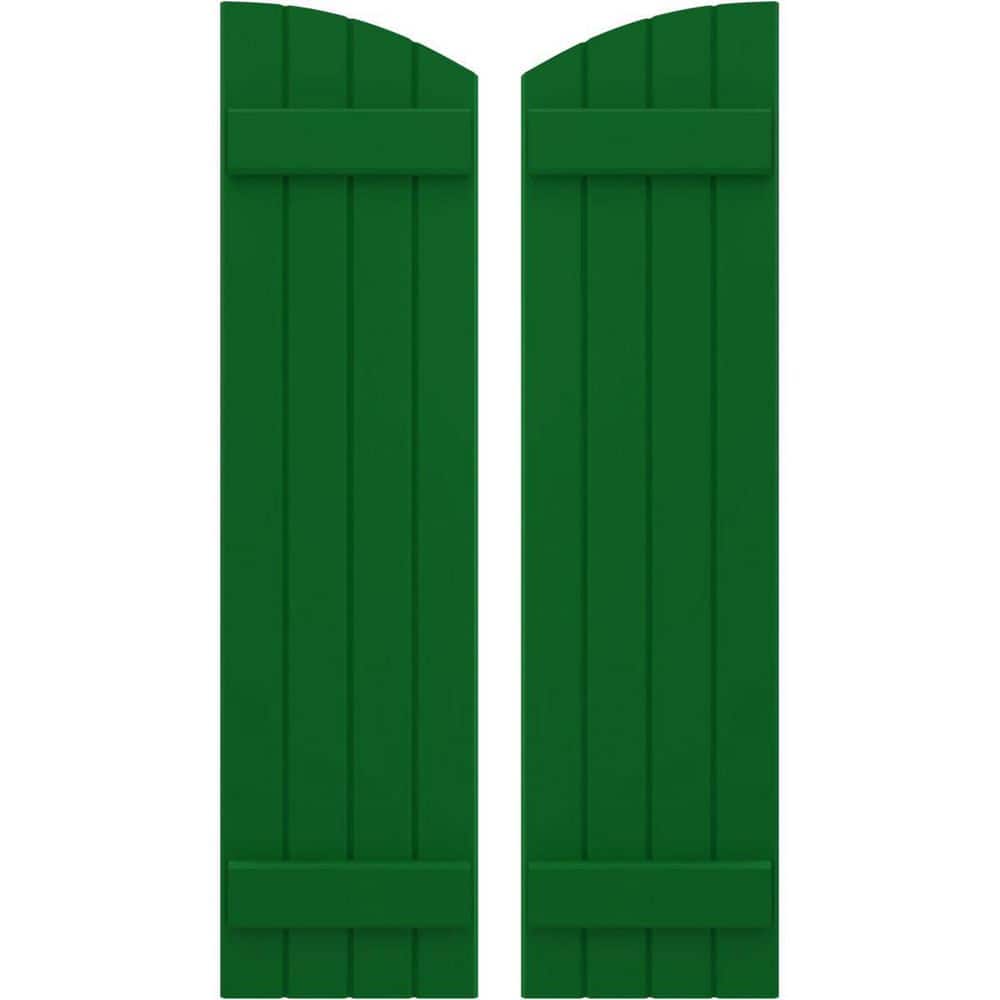 14 in. W x 39 in. H Americraft Exterior Real Wood Joined Board and Batten Shutters with Elliptical Top in Viridian Green price history on PriceWatchPro