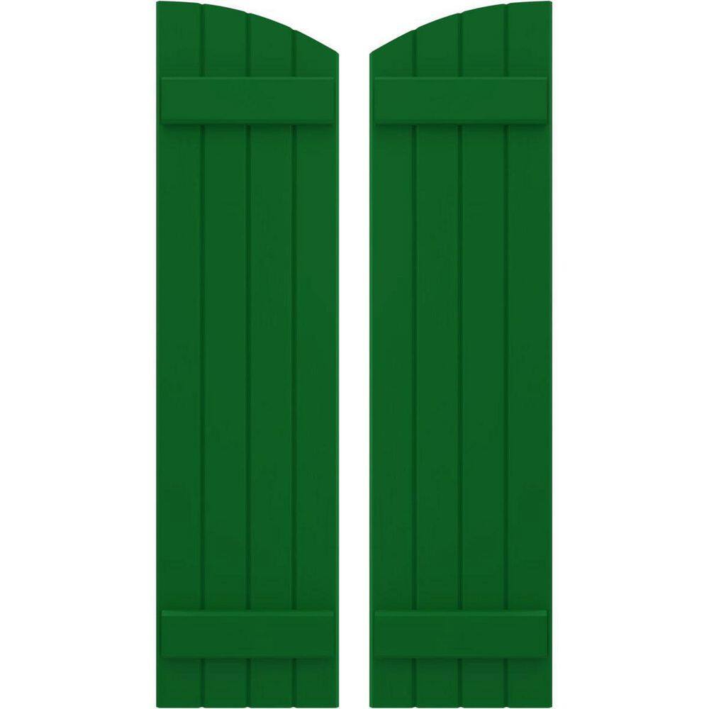 14 in. W x 62 in. H Americraft Exterior Real Wood Joined Board and Batten Shutters with Elliptical Top in Viridian Green price history on PriceWatchPro
