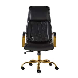 Jill Mid-Century Modern Black Vegan Leather Ergonomic Office Chair with Lumbar Support