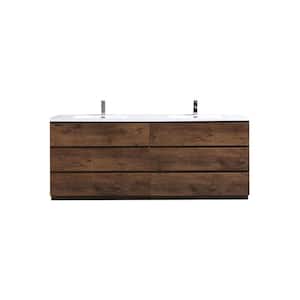 Angeles 84 in. W Vanity in Rosewood with Reinforced Acrylic Vanity Top in White with White Basin