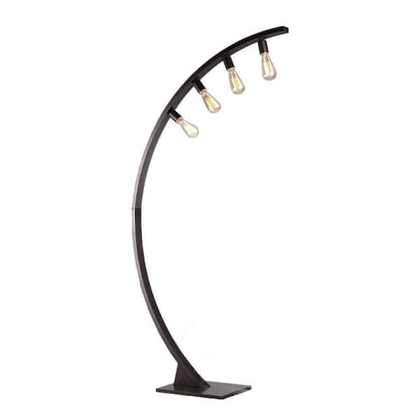 Warehouse of Tiffany Robelim 69 in. Antique Black Arch Floor Lamp with Edison Bulbs