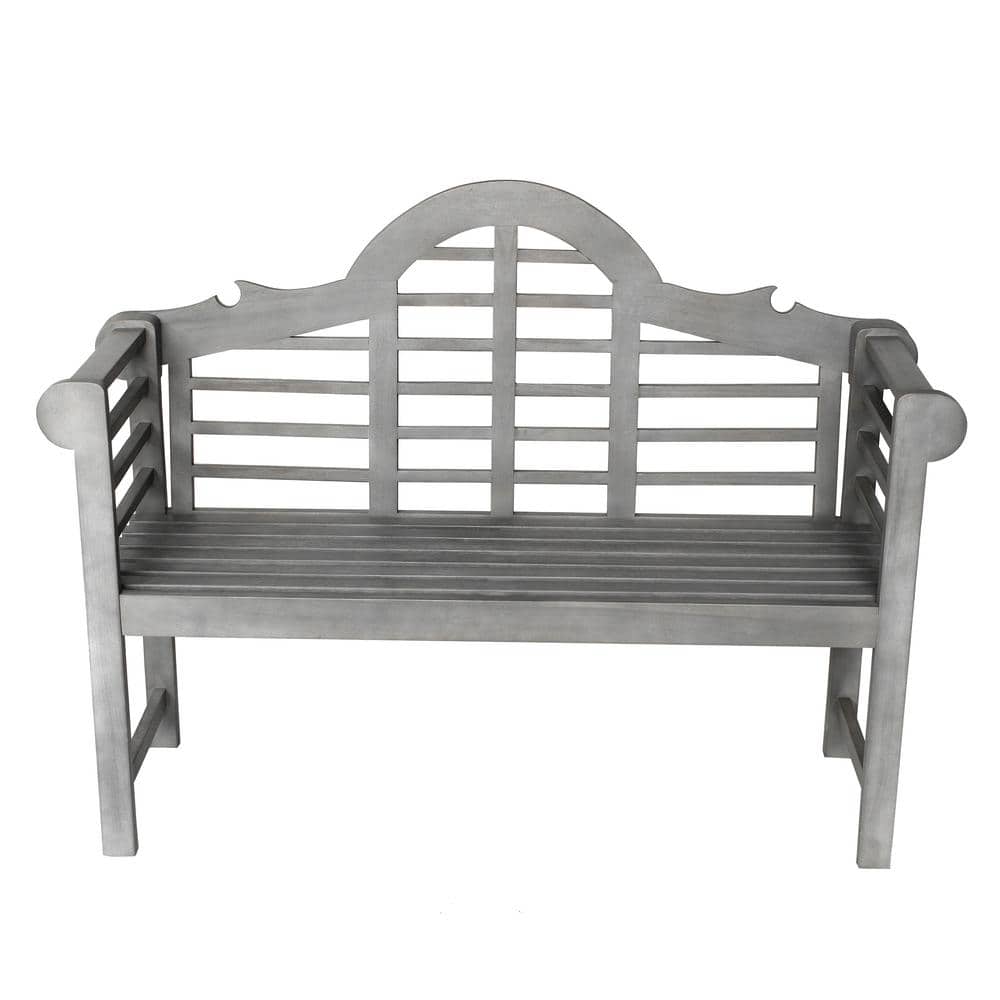 Elegant Arched Gray Acacia Wood 58" Outdoor Garden Bench