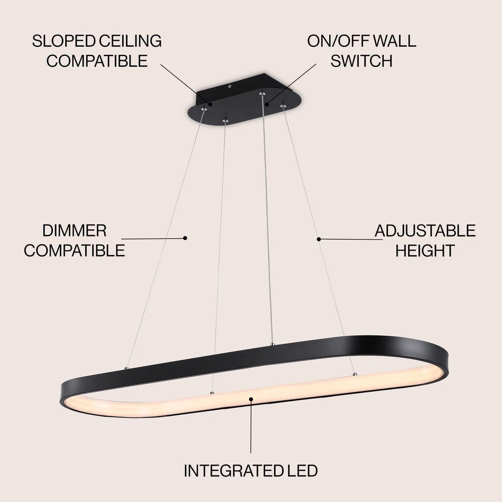 Nolan 38.75" Satin Black Modern Bohemian LED Linear Pendant