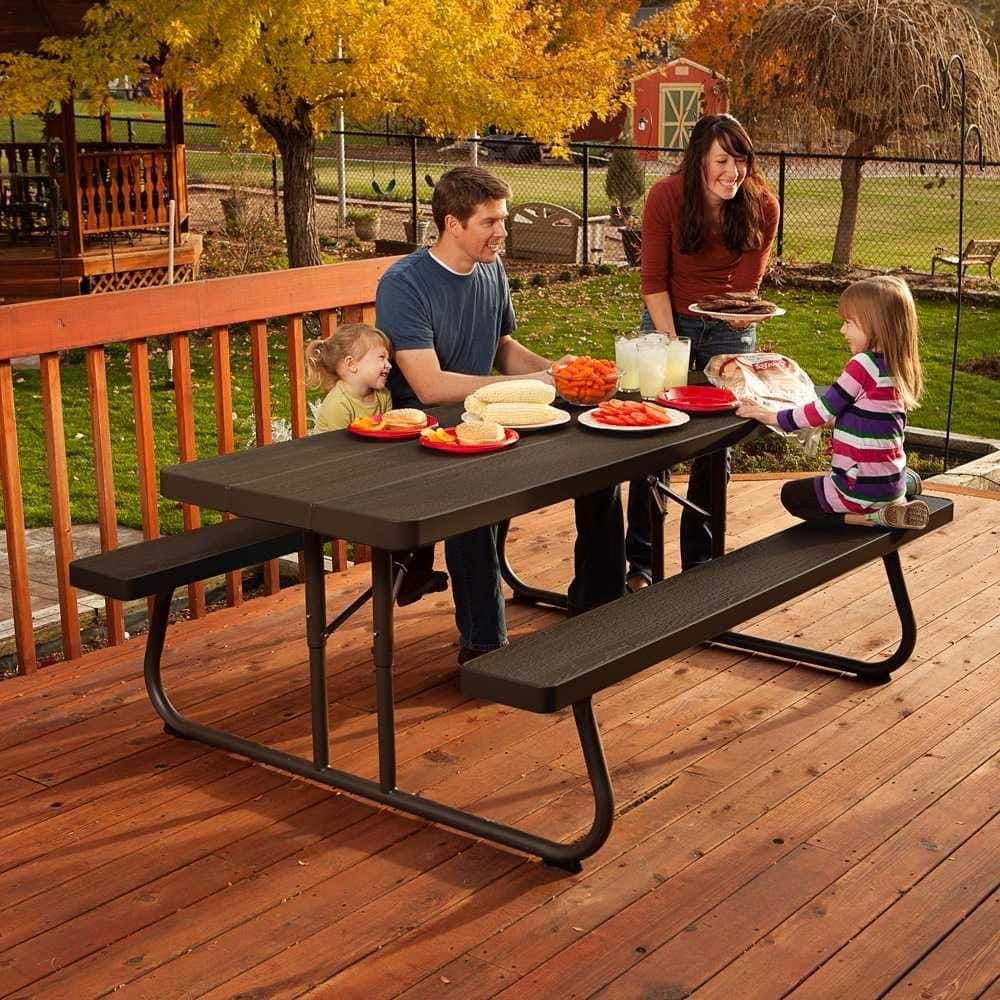 Lifetime 6-Foot Brown Folding Picnic Table with Steel Frame