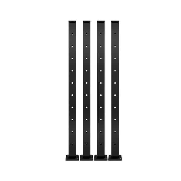 36 in. Black T304 Stainless Steel Cable Railing Post Level Drilled Surface Mount Indoor Outdoor System Kit 4-Pack