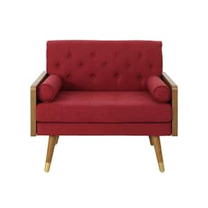 Frankie Mid-Century Modern Tufted Red Fabric Club Chair