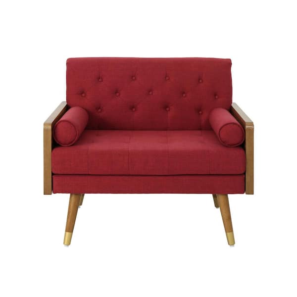 Noble House Frankie Mid-Century Modern Tufted Red Fabric Club Chair