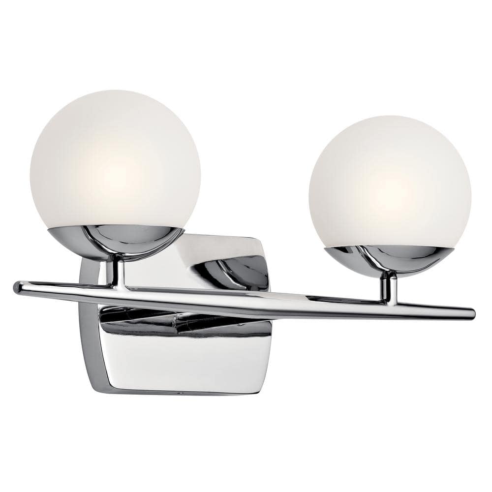 Jasper 16.5'' Chrome and White Globe Vanity Light