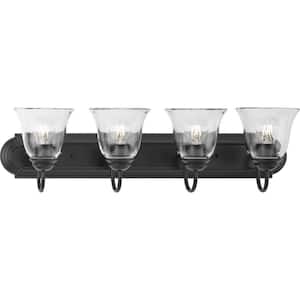Clear Glass 30 in. 4-Light Matte Black Transitional Vanity Light with Clear Glass for Bathroom