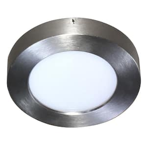 Carla 5.5 in. 10-Watt Nickel LED Flush Mount with Frosted Glass White Shade
