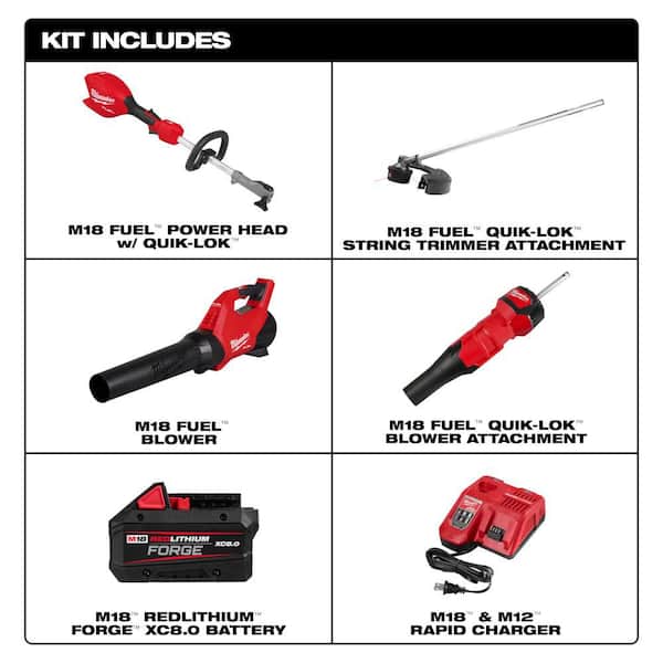 M18 FUEL 18V 16 in. Brushless Cordless QUIK-LOK String Trimmer/Blower 8.0 Ah FORGE Combo Kit w/ Blower Attachment