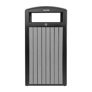 40 Gal. Grey Steel All-Weather Commercial Vented Outdoor Garbage Trash Can Receptacle with Lid and Liner