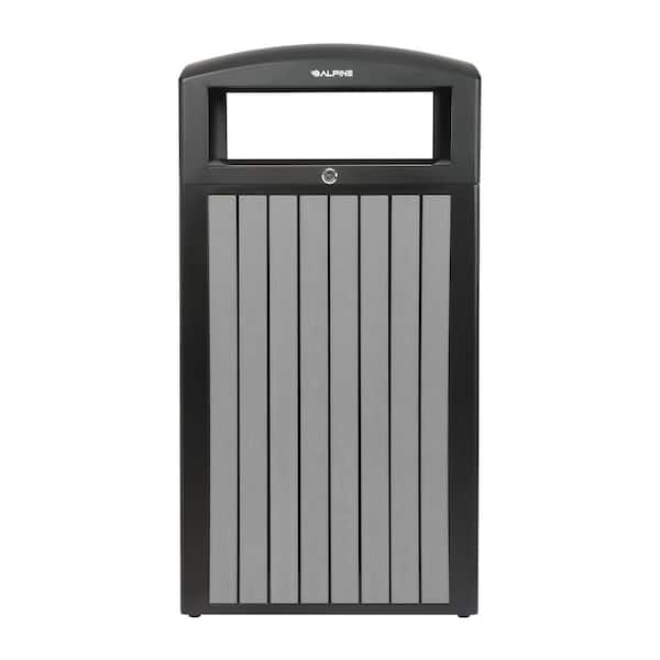 Covered 40 Gal. Gray Outdoor Trash Can with Slatted Recycled Plastic Panels