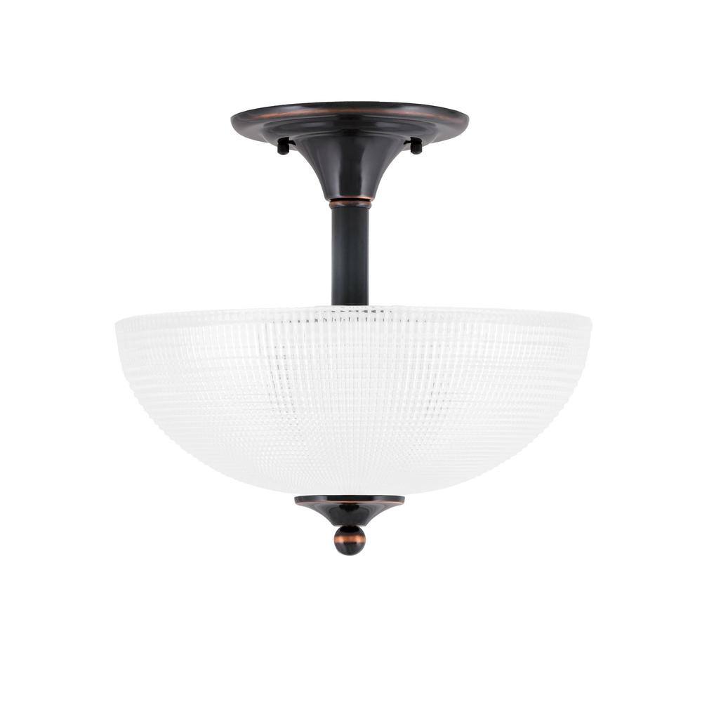 Bristol 13 in. 2-Light Black Copper Transitional Semi-Flush Mount with 13 i