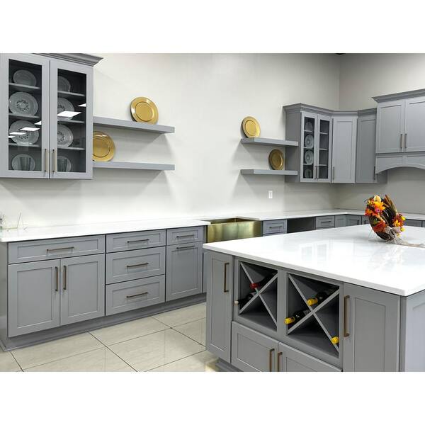 Bremen Cabinetry Bremen 12 in. W x 24 in. D x 34.5 in. H Gray Plywood Assembled Drawer Base Kitchen Cabinet with Soft Close
