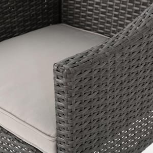 Edenborn Grey 3-Piece Faux Rattan Patio Conversation Set with Silver Cushions