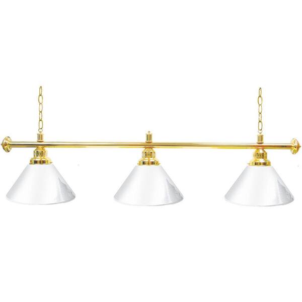Trademark 60 in. Three Shade White and Brass Hanging Billiard Lamp