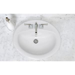 20 in. x 17 in. Ceramic Oval Self-Rimming Drop-In Bathroom Sink in White