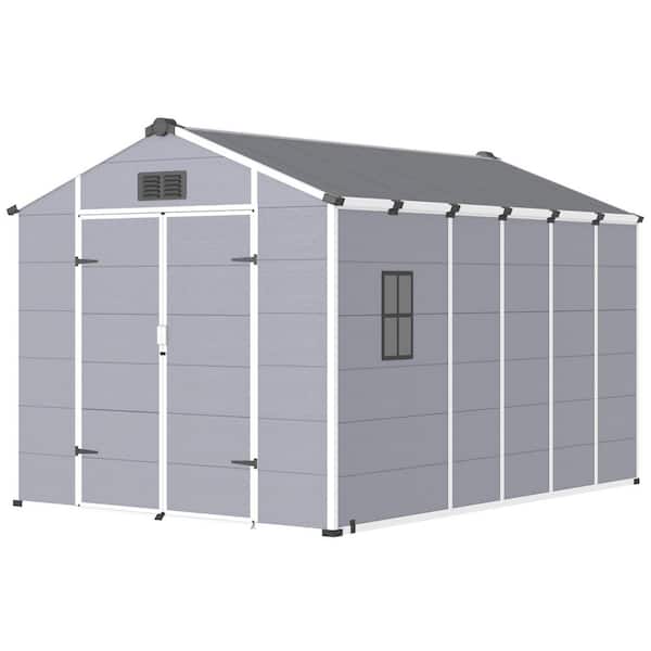 8 ft. W x 12 ft. D Metal Shed with Lockable Double Doors and Built-In Floor (96 sq. ft. )