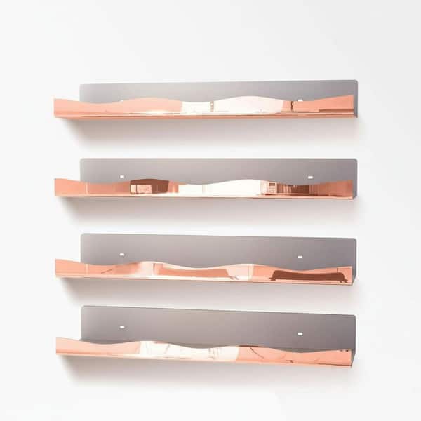 15 in. W x 4.3 in. D rose Gold Acrylic Decorative Wall Shelf
