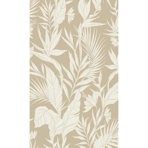 Beige All-Over Branches & Leaves Tropical Print Non-Woven Non-Pasted Textured Wallpaper 57 Sq. Ft.