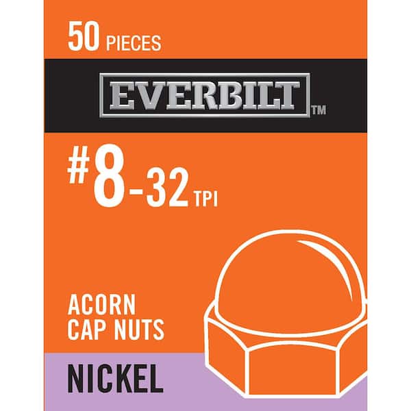 Everbilt #8-32 Nickel Plated Cap Nut (50-Pack)