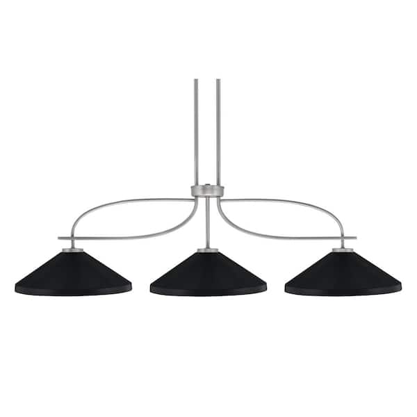 Unbranded Olympia 12.75 in. 3-Light Chandelier Graphite Matte Black Metal Shade
