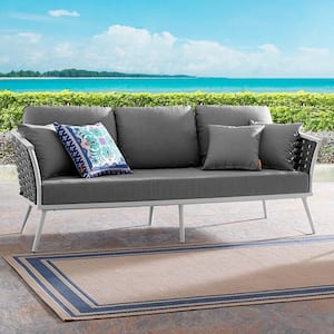 Stance Aluminum Outdoor Sofa in White with Gray Cushions