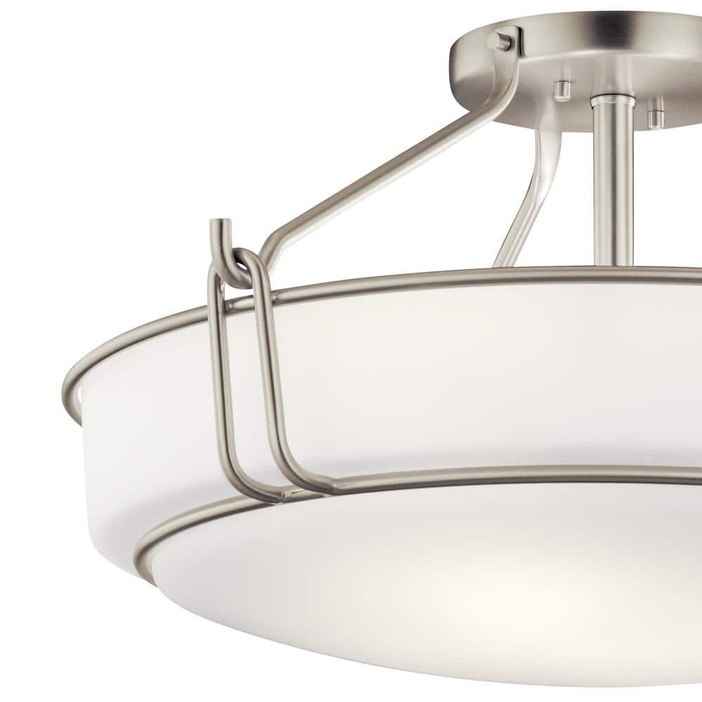 Transitional 22" Black Nickel Semi-Flush Ceiling Bowl Light