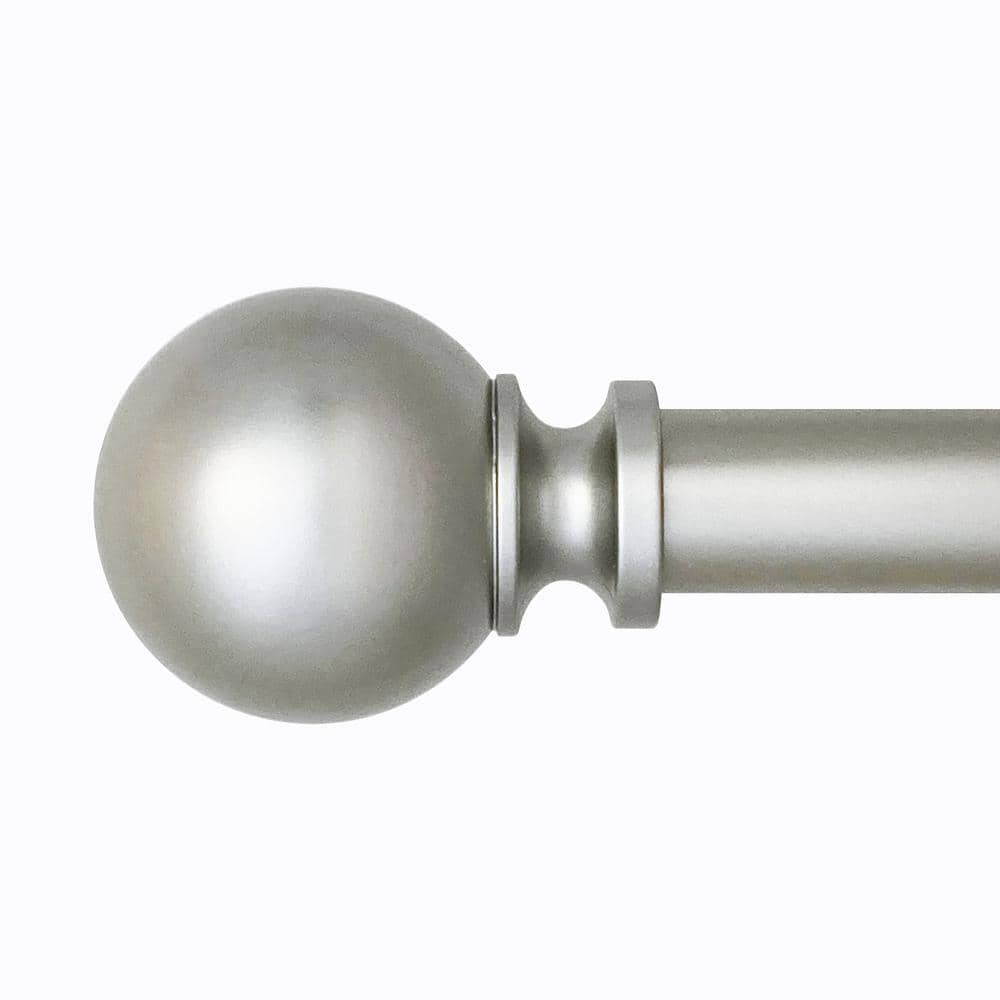 Adjustable Nickel Curtain Rod with Finial 36-72 Inches