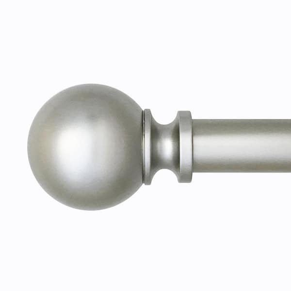 Decopolitan Punch and Press 36 in. - 72 in. Adjustable 1 in. Single Curtain Rod in Nickel with Finials