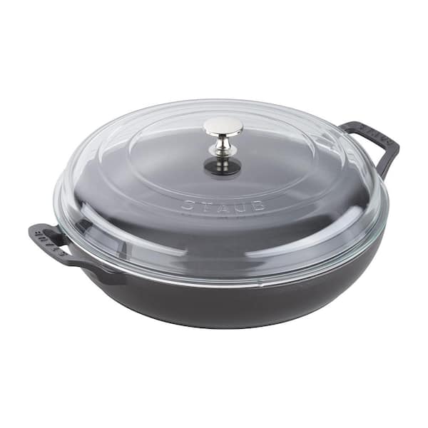 Cast Iron 3. 5-qt Braiser with Glass Lid - Black