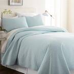 Herring Pale Blue Microfiber King Performance Quilted Coverlet Set