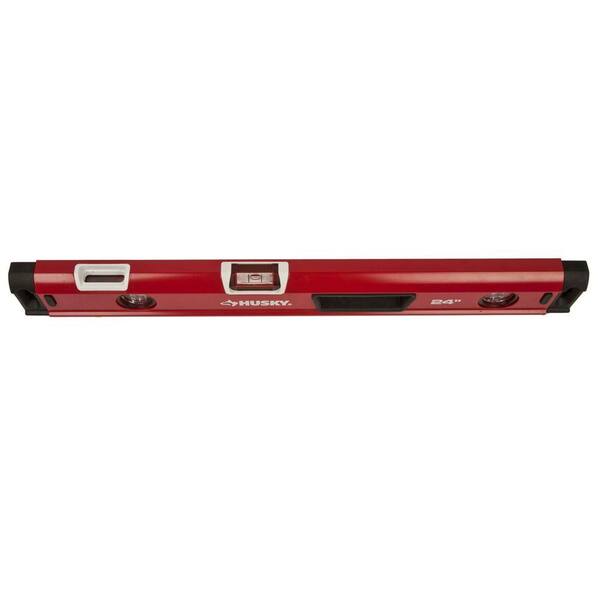 Husky - 24 in. Box Level with OPTIVISION Plus Free 10 in. Magnetic Torpedo Level with Metal Frame