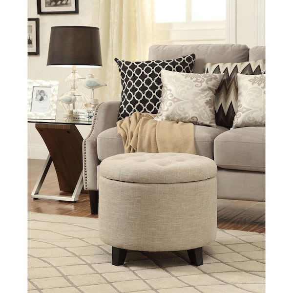 Convenience Concepts Designs4Comfort Tan Fabric Storage Ottoman