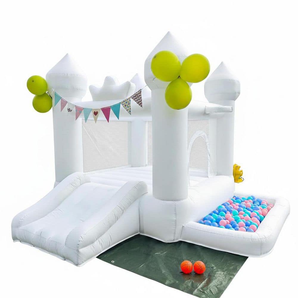 9 ft. White Bounce House with Blower, Floor Mat, Basketballs, Storage Bag, Repair Kit, 1-Pack price history on PriceWatchPro