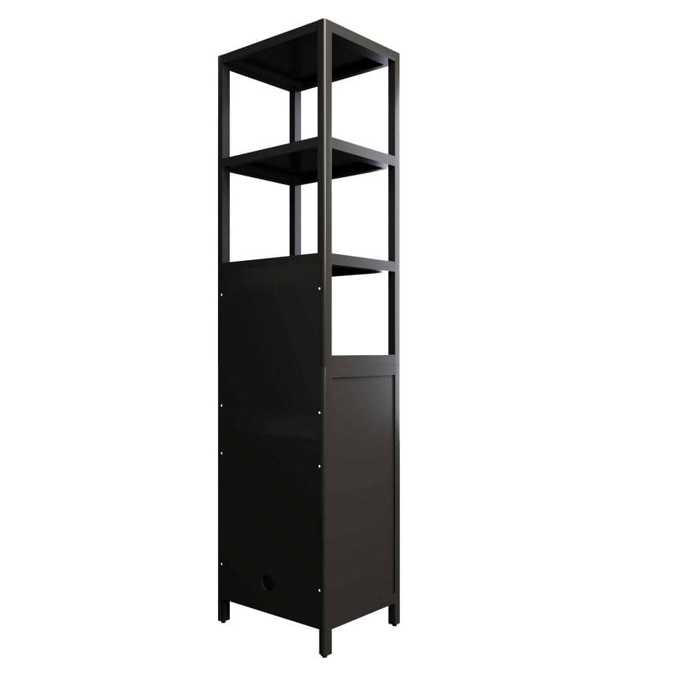 17 in. W x 13 in. D x 65 in. H Linen Tower Cabinet Bathroom Bamboo Storage Cabinet with 3 Tier Shelves for Kitchen Black price history on PriceWatchPro