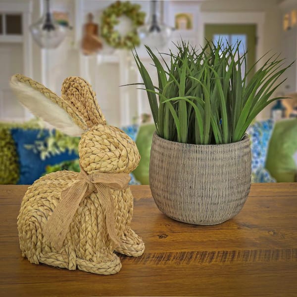 Artificial Moss Bunny Decoration, Foam Base, Decorated with Flower