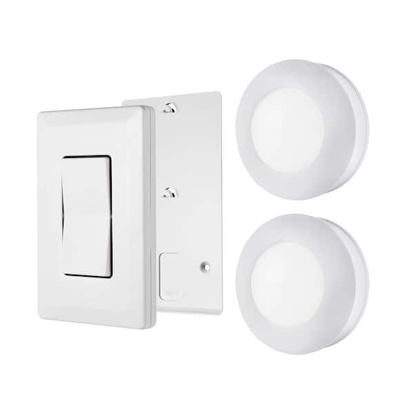 Battery Operated LED Puck Lights with Remote (2-Pack)