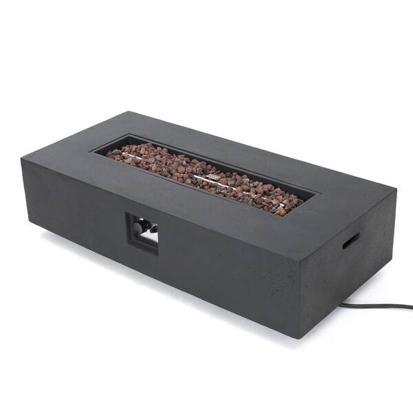 Noble House Mayfair Dark Gray Rectangular Stone Fire Pit (No Tank