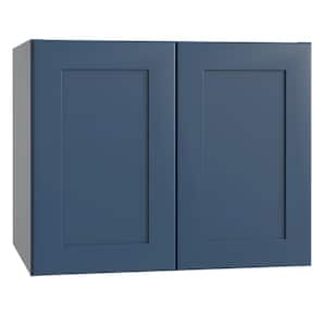 Newport Blue Painted Plywood Shaker Assembled Wall Kitchen Cabinet Soft Close 30 in W x 24 in D x 24 in H