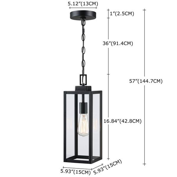 Hukoro Alfa 1-Light Matte Black Outdoor Hanging Lantern Pendant