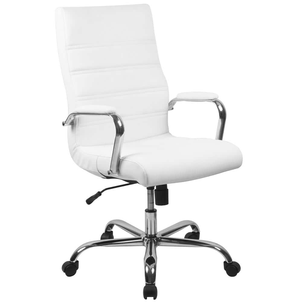 White Leather High-Back Ergonomic Executive Swivel Chair