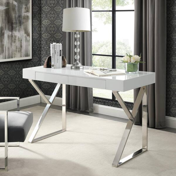 modern white and chrome desk