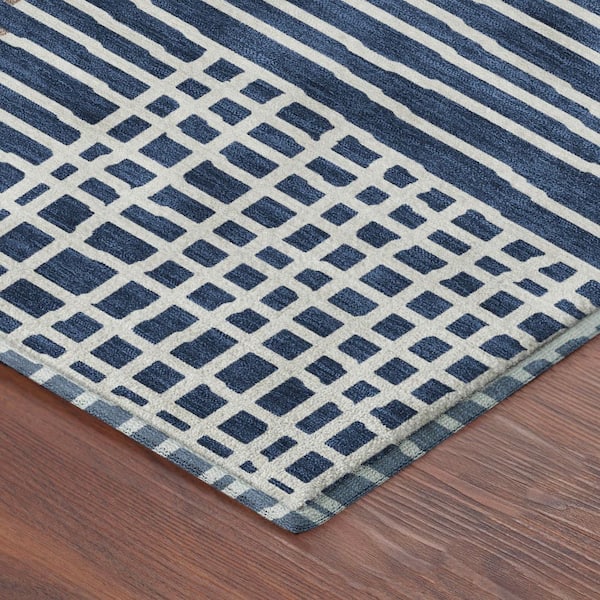 Mayfield Premium Machine Washable Abstract AMF2270 Navy 10 ft. x 14 ft. Area Rug
