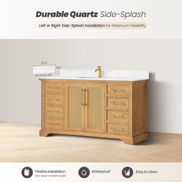 ROSWELL Tokyo 60 in. W. x 22 in. D x 44 in. H Single Bath Vanity