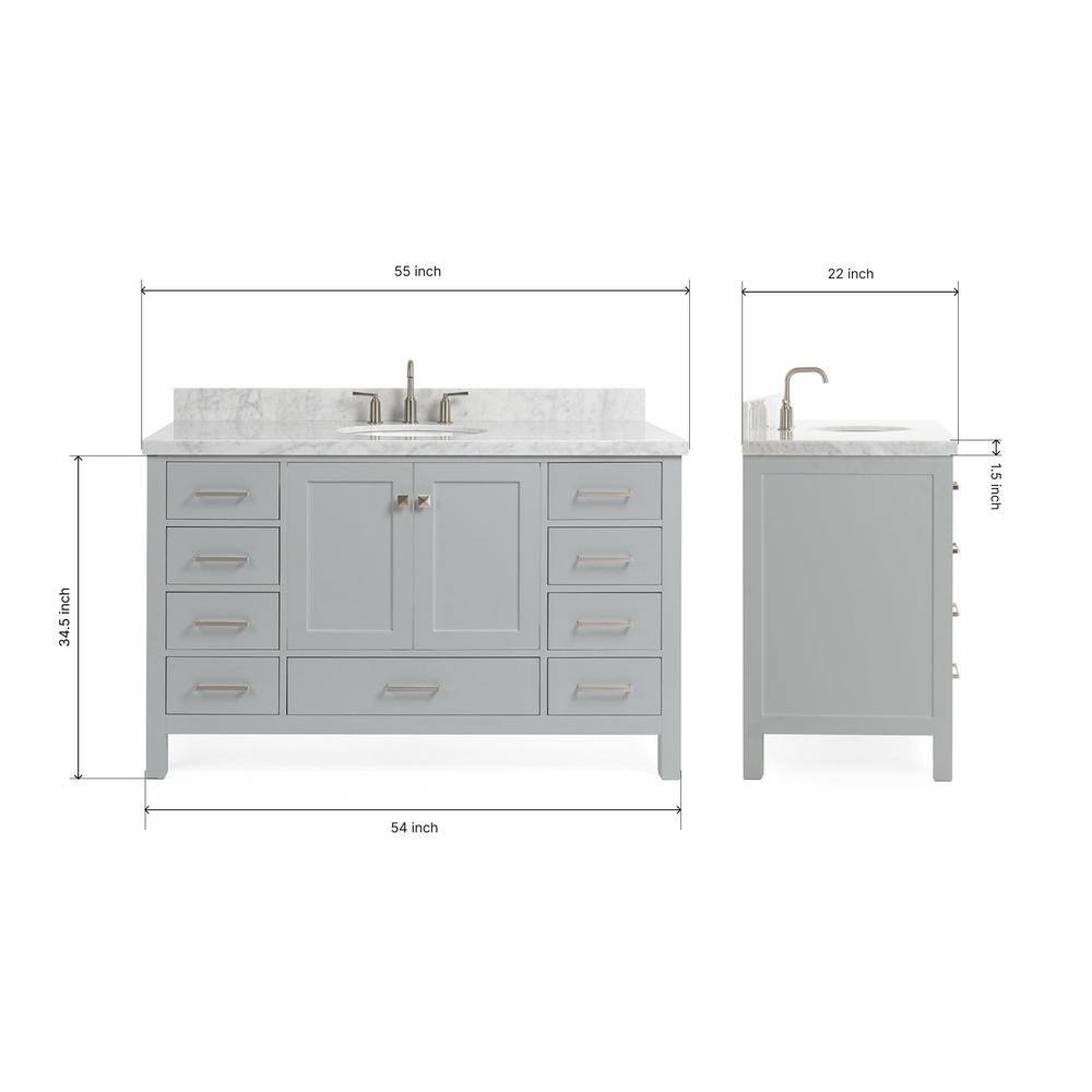 Cambridge 55" Gray Marble Single Basin Vanity Set