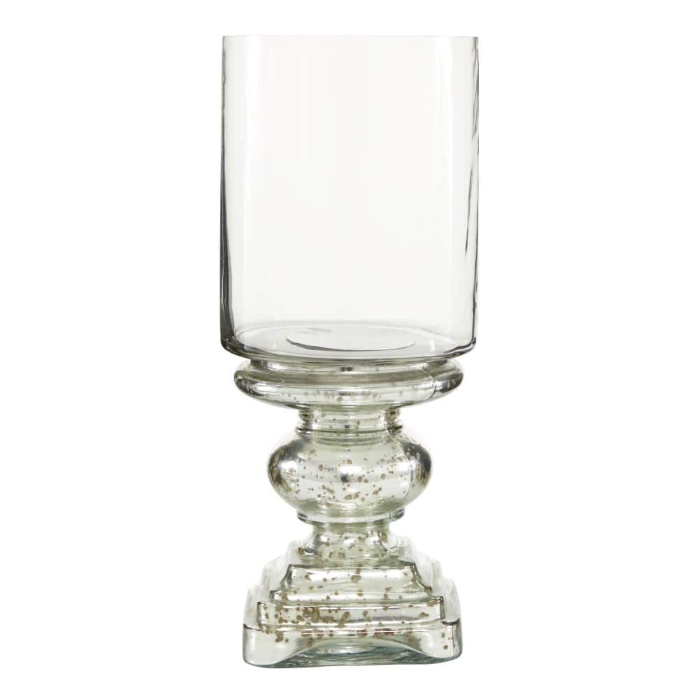 Elegant Silver Glass 16" Handcrafted Hurricane Candle Lantern
