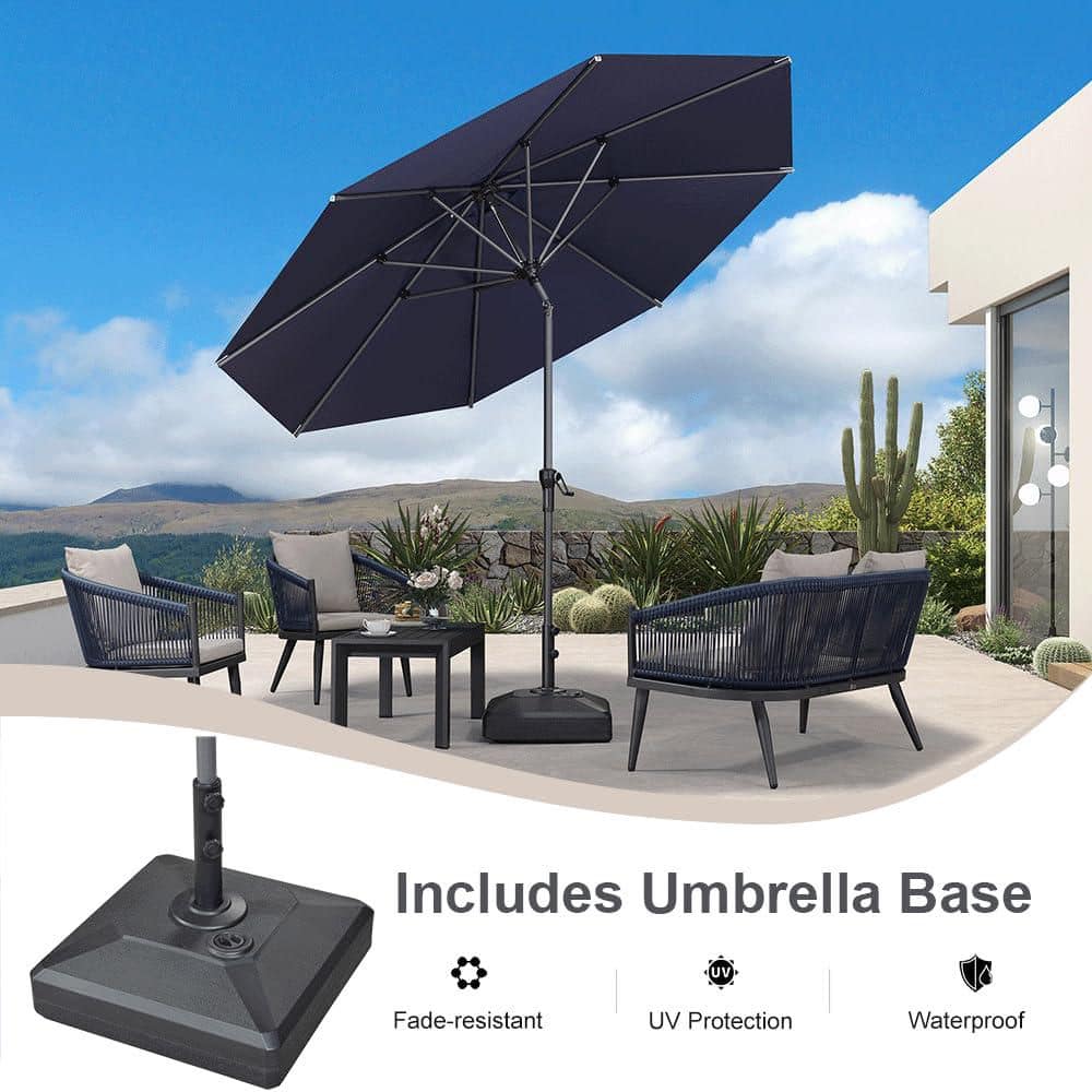 PURPLE LEAF 10 ft. Octagon Aluminum Auto-Tilt Outdoor Market Patio