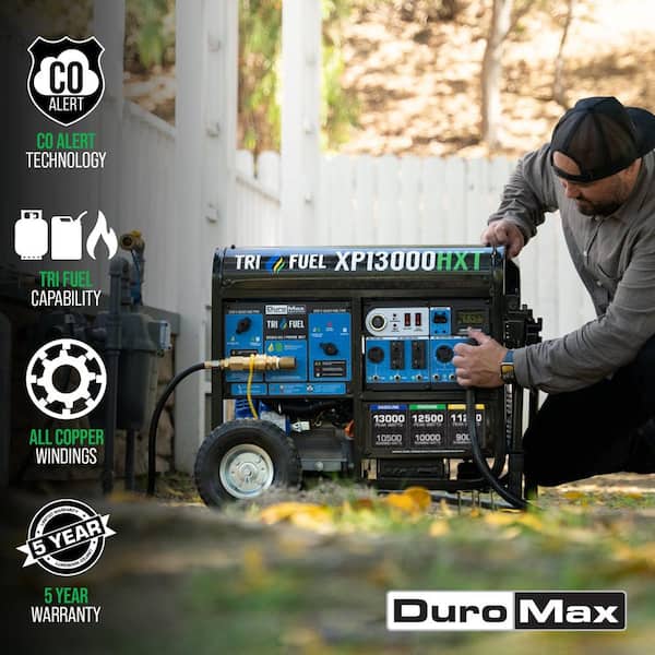 13,000-Watt/10,500-Watt Tri-Fuel Remote Start Gasoline Propane Natural Gas Portable Generator with CO Alert